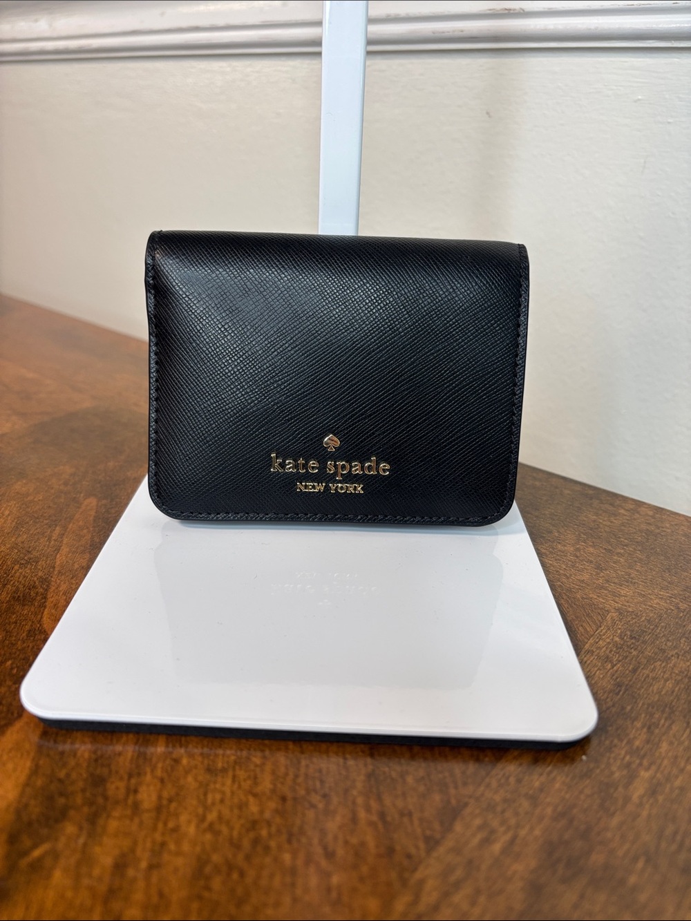 Kate Spade Black Saffiano Leather Compact Snap Wallet- New - Picture 7 of 8